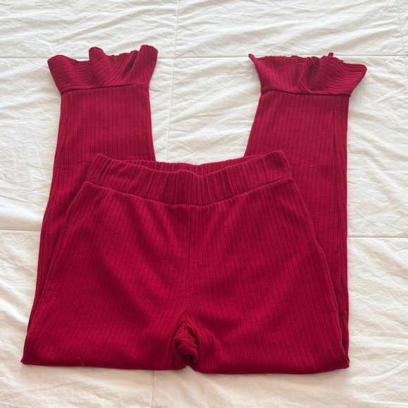 Red Ribbed Pants - Picture 2 of 4